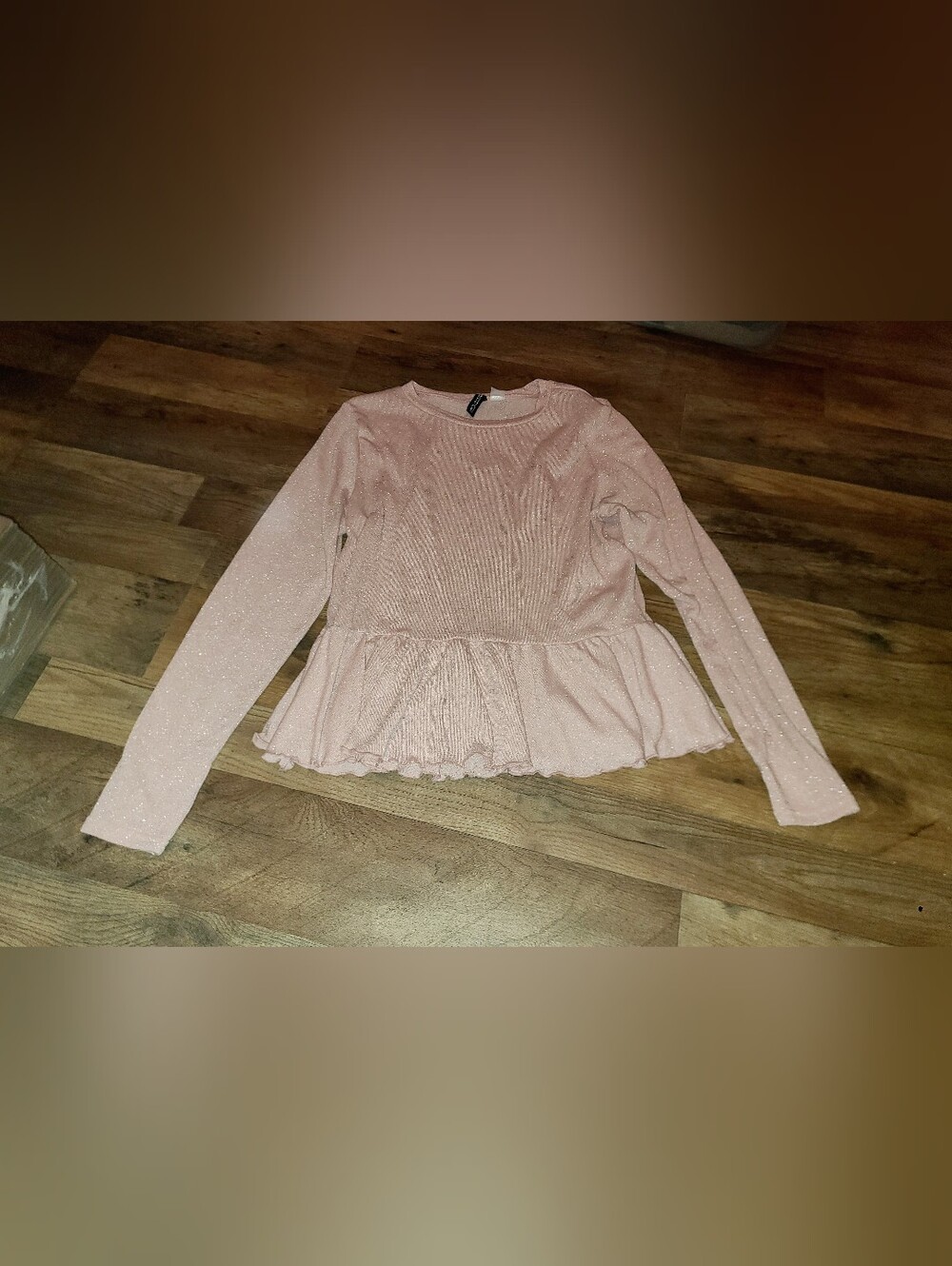 Divided by H&M pink sparkly semi sheer long sleeve top Juniors size large